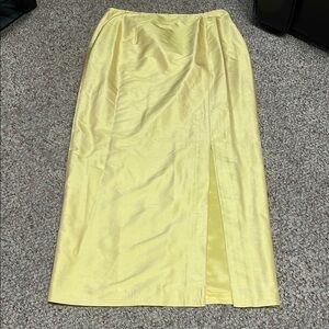 Mikane 100% silk Yellow maxi Skirt with side front slit